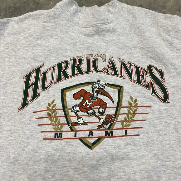 Vintage 1990s Miami Hurricanes Sweatshirt Heather Gray Iris Nutmeg Size XL USA - Picture 6 of 6